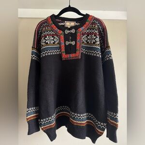 Dale of Norway Vintage Fair Isle Wool Pullover Sweater Black Multicolor - Medium